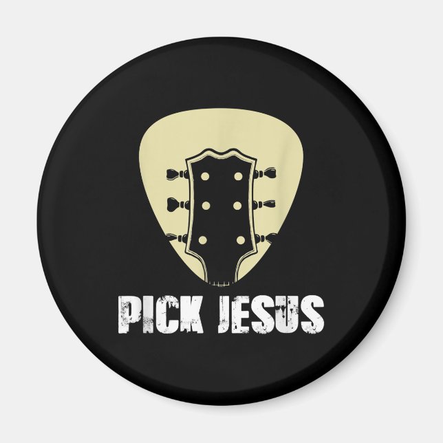Plocka Jesus Religiösa Musician Gift Idea Guitar Magnet (Framsidan)