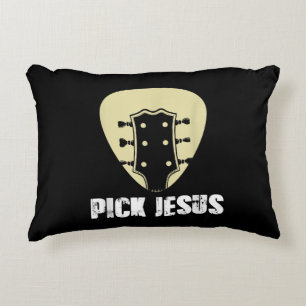 Plocka Jesus Religiösa Musician Gift Idea Guitar Prydnadskudde