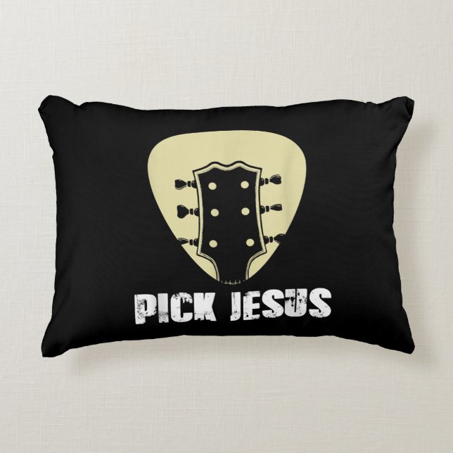 Plocka Jesus Religiösa Musician Gift Idea Guitar Prydnadskudde (Framsidan)