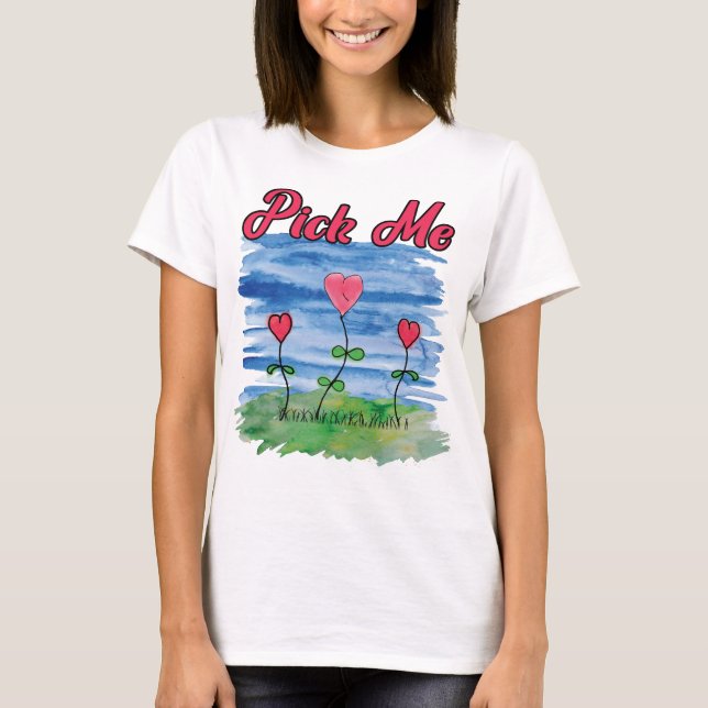 Plocka mig Hjärter Tee Shirt (Framsida)