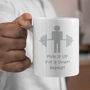 Plocka upp det. Upprepa det! Fitness Gym Barbell Kaffemugg