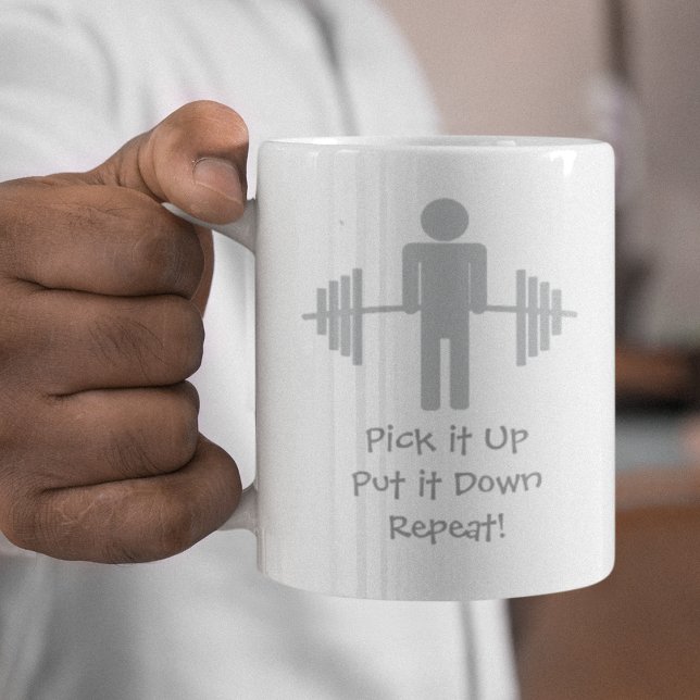 Plocka upp det. Upprepa det! Fitness Gym Barbell Kaffemugg (Skapare uppladdad)