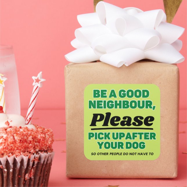 Plocka upp efter Hund Fyrkantigt Klistermärke (Fest)