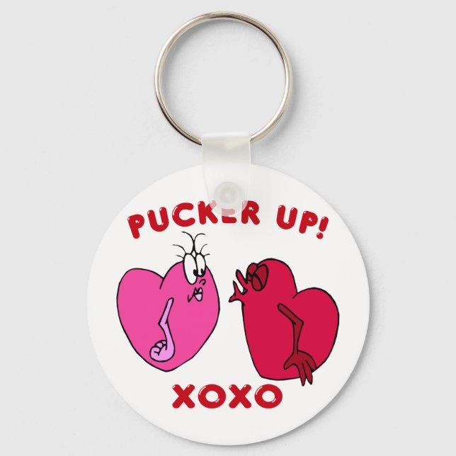 Plocka upp Valentine Hearts Nyckelring (Framsida)