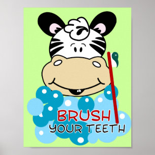 Plocka ut teeth Zebra Bathroom Art-utskrift Poster