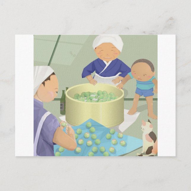 Plockade plommon vykort (Framsida)