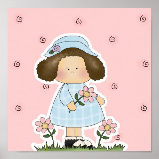 Plockande Daisy Tjuvfärga Vår-flicka Poster