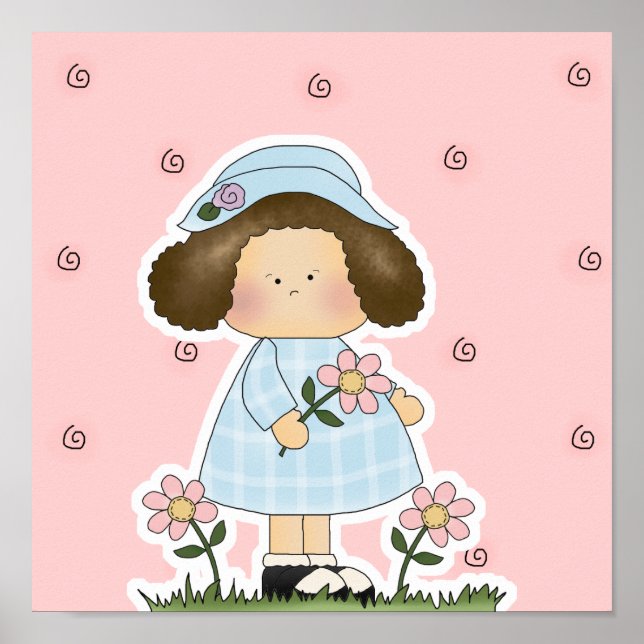 Plockande Daisy Tjuvfärga Vår-flicka Poster (Framsidan)