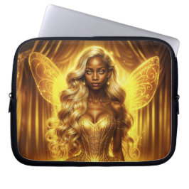 Plockande vingar med gyllene eleganter laptop fodral