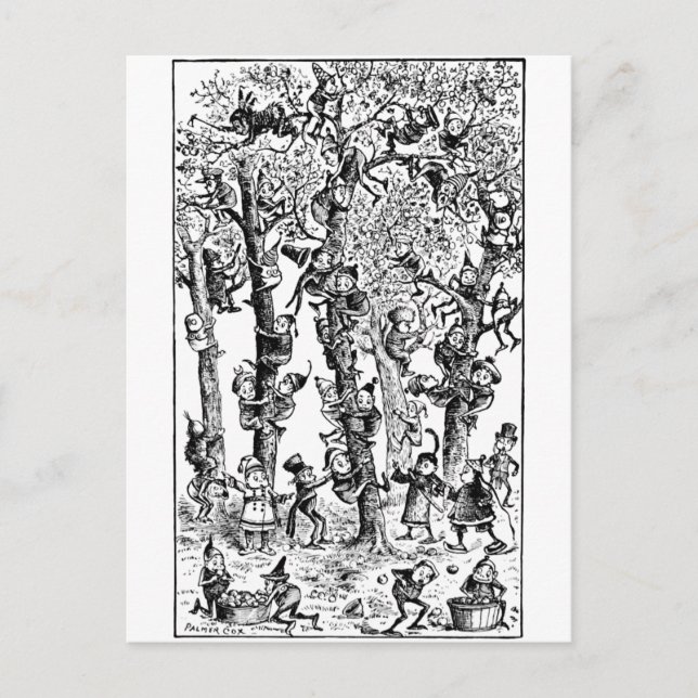 Plockäpplen i fruktodling vykort (Framsida)