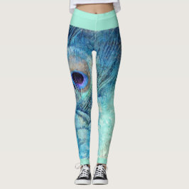 Plockfjädrar, marmor, tealblått lila leggings