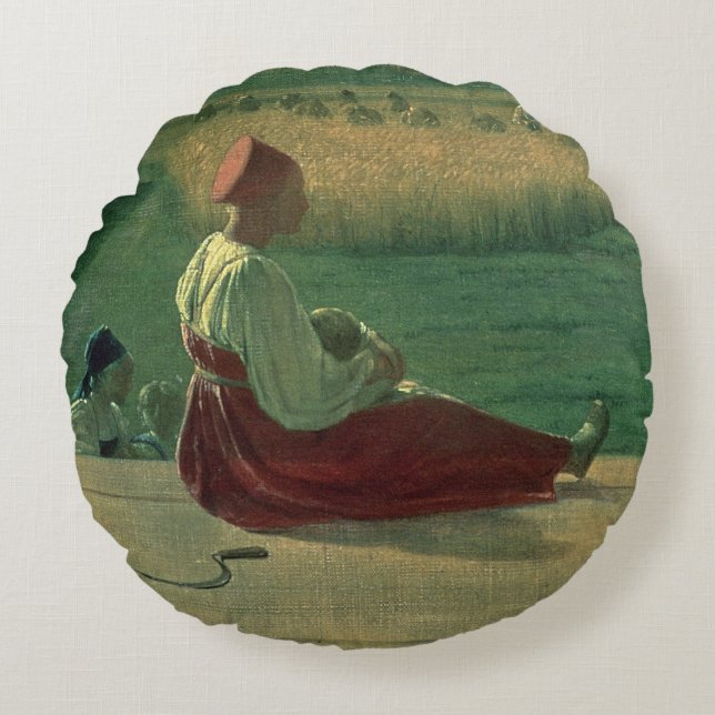 Plockning i sommaren, 1820s rund kudde (Framsidan)