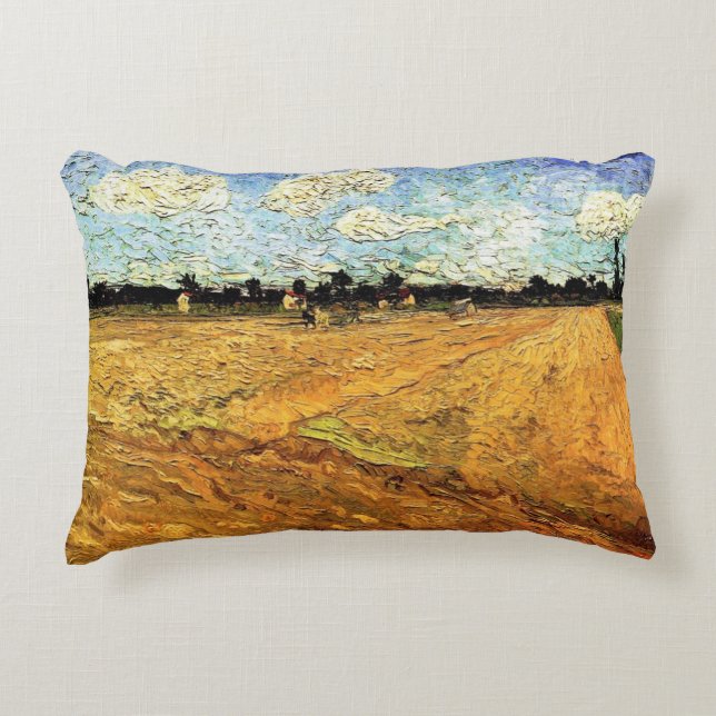 Plogad åker (Fåran) av Vincent van Gogh Prydnadskudde (Framsidan)