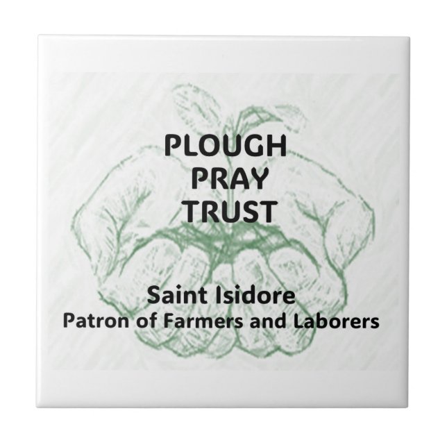 "Plöj Bön Förtröstan" Saint Isidore Magnet Kakelplatta (Framsidan)