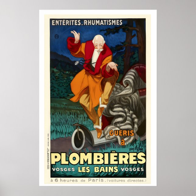 Plombieres les Bains Frankrike Vintage Resa Affisc Poster (Framsidan)