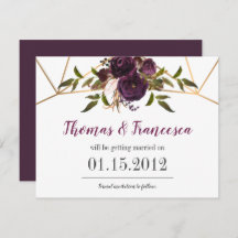 Plommon Blommig Falskt Guld Geometrisk Spara Datum