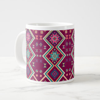 Plommon Boho Sydvästlig Geometrisk Folkkunstmönste Jumbo Mugg