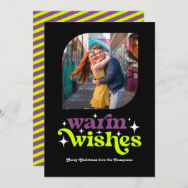 Plommon & Chartreuse Modern Retro Julfotografi Julkort