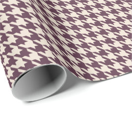 Plommon & Crème Houndstooth-mönster | Elegant Klas Presentpapper