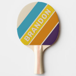 Plommon Damm Regnbåge Djärv Randig med Namn Pingisracket
