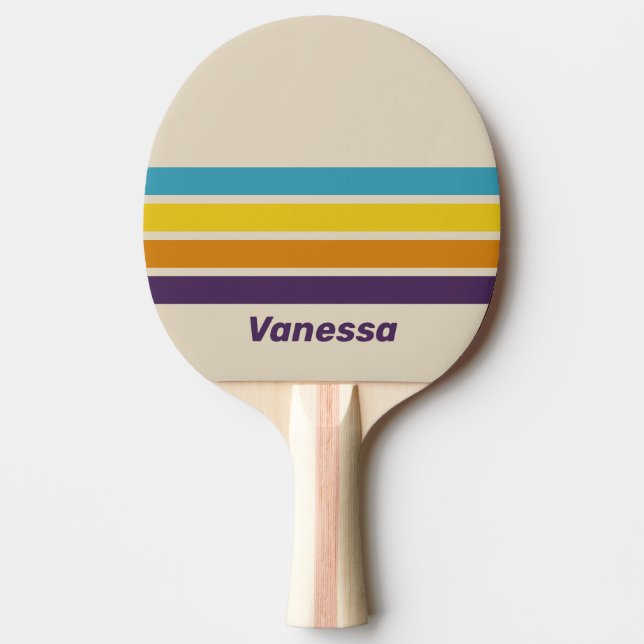 Plommon Damm Regnbåge Tvärs över Randning med Namn Pingisracket (Framsidan)