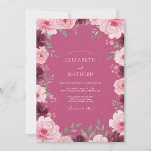 Plommon Förtrollad Botanisk Bröllop Inbjudningar
