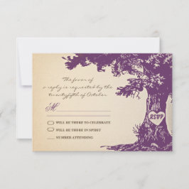 plommon gammal träd vintage bröllop rsvp design OSA kort
