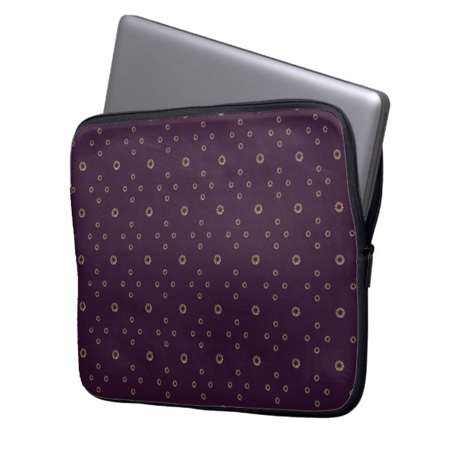 Plommon | Golden Zinnia Sol Laptop Fodral (Framsidan Vänster)
