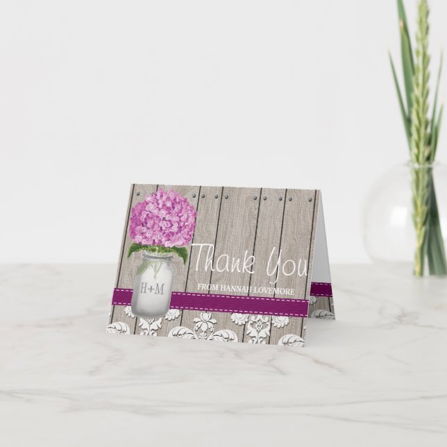 Plommon Hortensia Initialer Murad Glasburk TACK Kort (Framsida)