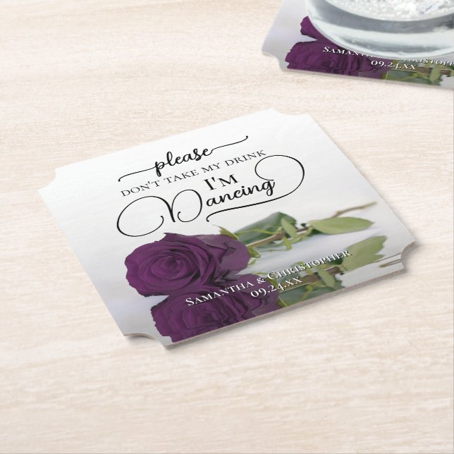 Plommon Lila Glam Rosa Ta Inte Min Dryck Bröllop Underlägg Papper (Vinklad)