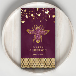 Plommon Lila Guld Glitter Honungsbi Biskötare Visitkort