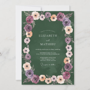 Plommon Lila Mauve Ranunculus Eucalyptus Bröllop Inbjudningar