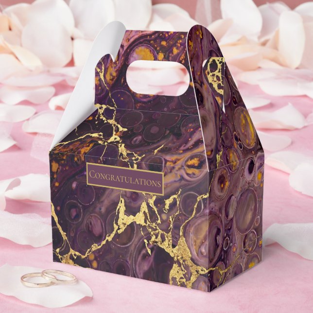 Plommon Lila Och Guld Marmor  Presentaskar (Bröllop)