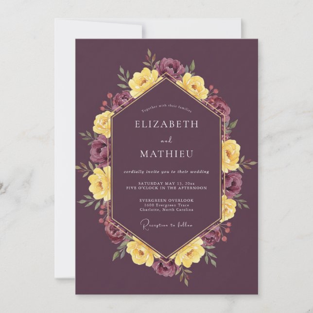 Plommon Lysande Skördbryllop Inbjudningar (Framsida)