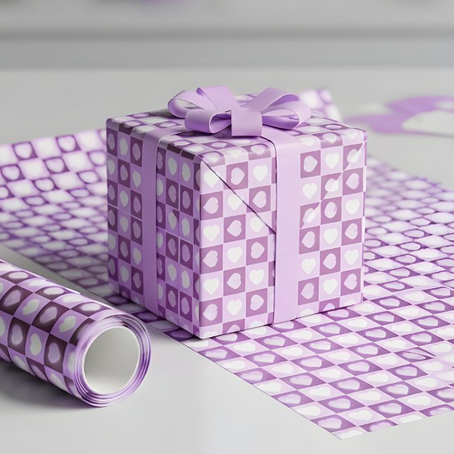 Plommon Mauve Celestiala Hjärtan Alla Hjärtans Dag Presentpapper (Skapare uppladdad)