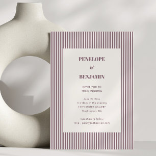 Plommon Mauve Randig Klassisk Djärv Typografi Bröl Inbjudningar