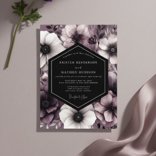 Plommon Moody Bloom Romantik Bröllop Inbjudningar