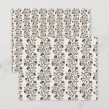 Plommon och Mossgrönt blommönster Scrapbookpapper