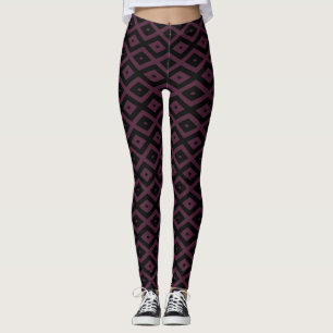 Plommon och svart diamant mönster leggings