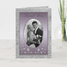 Plommon och Tenn Blommig Tacksamhetskort med Foto Tack Kort
