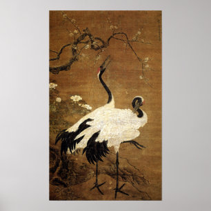 Plommon och tvillingtranar i snö (Ming Dynasty) Poster