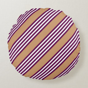 Plommon och vit fem rand mönster med tan rund kudde