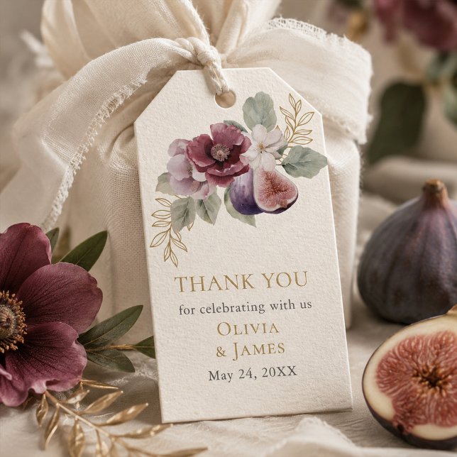 Plommon & Oliv Botanisk Bröllopspresent Tag Presentetikett (Plum & Olive Botanical Wedding Favor Tag)
