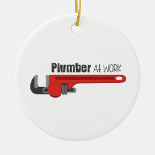 Plommon på arbetet julgransprydnad keramik