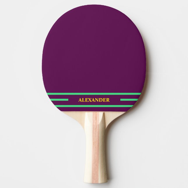 Plommon Pingisracket Med Initialer (Framsidan)