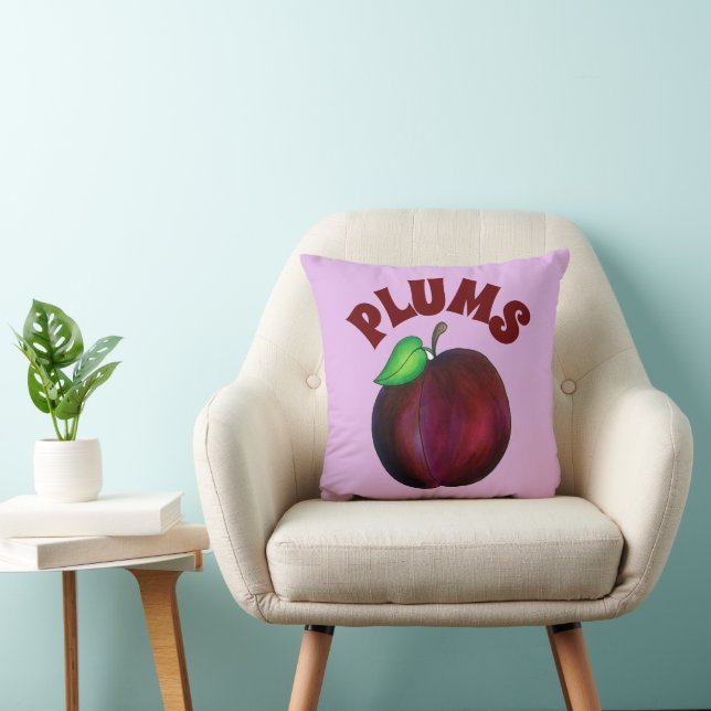 Plommon Ripe Sommar Lila Plum Fruit Illustration Kudde (Stol)