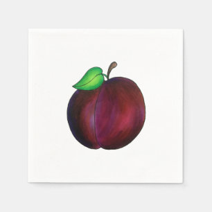Plommon Ripe Sommar Lila Plum Fruit Illustration Pappersservett