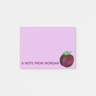 Plommon Ripe Sommar Lila Plum Fruit Illustration Post-it Block