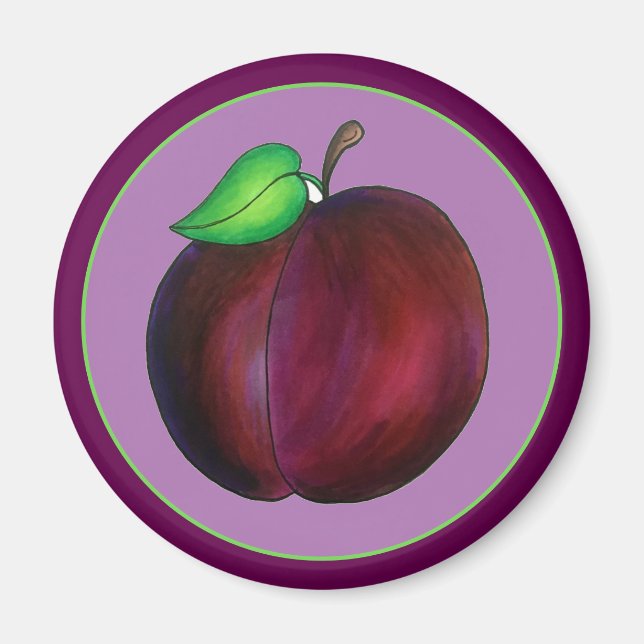 Plommon Ripe Sommar Lila Plum Frukt Skriv ut Magnet (Framsidan)