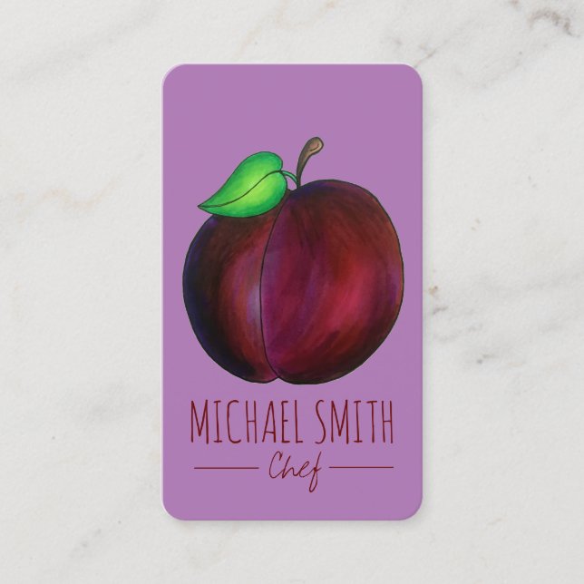 Plommon Ripe Summer Lila Plum Fruit Canning Chef Visitkort (Framsida)